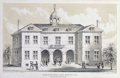 1776 में जॉर्ज हेवर्ड द्वारा उत्कीर्ण &39;वेलेंटाइन मैनुअल&39; से ओल्ड सिटी हॉल, न्यूयॉर्क द्वारा डेविड ग्रिम