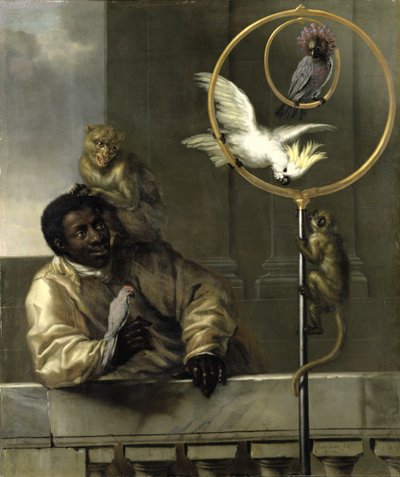 तोते और बंदरों वाला काला आदमी, 1670 द्वारा David Klöcker Ehrenstrahl
