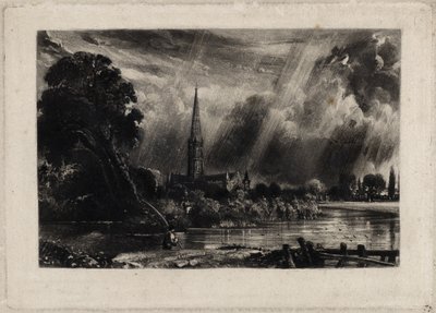 सेलिसबरी कैथेड्रल, c.1832 (रखी कागज पर सफेद चाक के साथ मेजेओटिंट) द्वारा डेविड लुकास