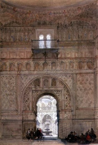 एक मस्जिद, काहिरा (कागज पर पानी के रंग का) द्वारा डेविड रॉबर्ट्स