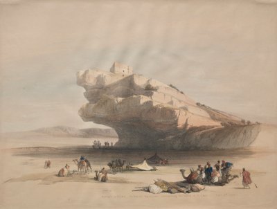 पेट्रा के पास, एक प्राचीन वॉच टॉवर है, जो 1839 में एल चोर की घाटी को कमांड करता है। द्वारा डेविड रॉबर्ट्स