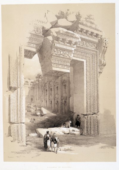 लेबनान में बालबेक गेट, "द होली लैंड" में 07/05/1839 को बनाया गया चित्र, लंदन 1849 द्वारा डेविड रॉबर्ट्स