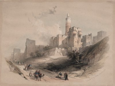 यरूशलेम का गढ़, दीवारों के बिना, डेविड का टॉवर, 1839। द्वारा डेविड रॉबर्ट्स
