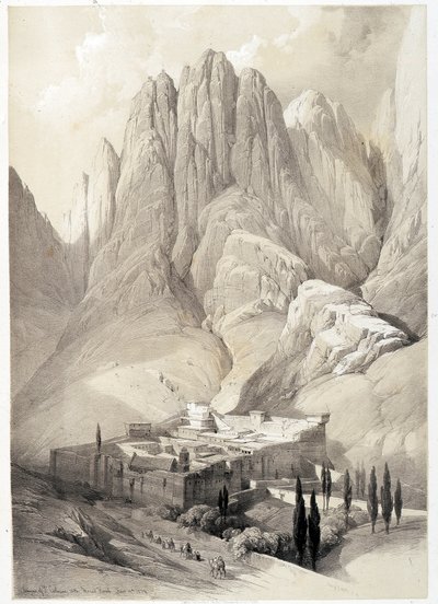 कॉन्वेंट ऑफ़ सेंट कैथरीन, 19/02/1839 को "द होली लैंड", लंदन 1849 में बनाई गई ड्राइंग। द्वारा डेविड रॉबर्ट्स