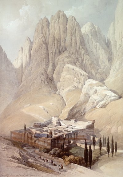 माउंट होरेब के साथ सेंट कैथरीन का कॉन्वेंट, फरवरी 19 1839, लुई पवित्र (1806-85) pub.1849 द्वारा उत्कीर्ण &39;द होली लैंड&39; के वॉल्यूम III से प्लेट 118 द्वारा डेविड रॉबर्ट्स
