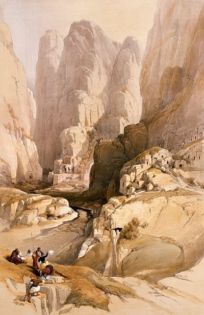 पेट्रा में प्रवेश, मार्च 10, 1839, लुई हागे (1806-85) पब द्वारा उत्कीर्ण &39;द होली लैंड&39; के खंड III से प्लेट 98 1849 द्वारा David Roberts