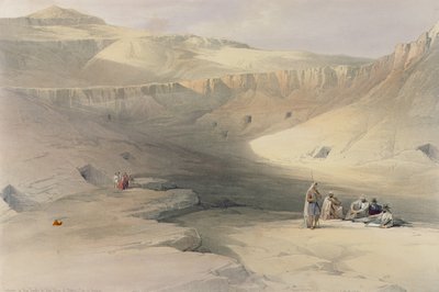 लुइस हघे (1806-85) द्वारा उत्कीर्ण &39;मिस्र और नूबिया&39; से, किंग्स की घाटी में प्रवेश द्वारा डेविड रॉबर्ट्स