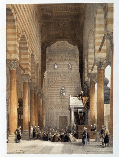 "द होली लैंड", लंदन 1849 में काहिरा में मेटवालिस की मस्जिद का आंतरिक भाग द्वारा डेविड रॉबर्ट्स