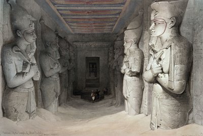N मिस्र और नूबिया ’से अबो सिंबल के मंदिर का इंटीरियर, लुई हैघे द्वारा लिथोग्राफ द्वारा David Roberts