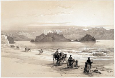 ग्रेया द्वीप, अकाबा की खाड़ी (अकाबा या अकाबा), ड्राइंग 27/02/1839 को "" द होली लैंड "", लंदन 1849 में बनाया गया द्वारा डेविड रॉबर्ट्स