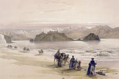 आइल ऑफ ग्रेवी, अकाब की खाड़ी, अरब पेट्राए, फरवरी 27, 1839, लुई हागे (1806-85) पब द्वारा उत्कीर्ण &39;द होली लैंड&39; के वॉल्यूम III से प्लेट 108। 1849 द्वारा डेविड रॉबर्ट्स