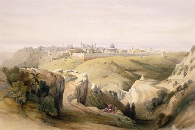यरूशलेम से जैतून का पहाड़, अप्रैल 8, 1839, लुई हागे (1806-85) पब द्वारा उत्कीर्ण &39;द होली लैंड&39; के खंड I से प्लेट 6 1842 द्वारा डेविड रॉबर्ट्स