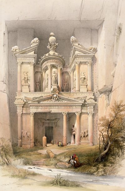 पेट्रा, 7 मार्च 1839, लुई हागे (1806-85) पब द्वारा उत्कीर्ण &39;द होली लैंड&39; के वॉल्यूम III से प्लेट 92। 1849 द्वारा David Roberts