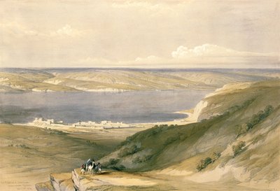 लुइहे (1806-85) पब द्वारा उत्कीर्ण &39;द होली लैंड&39; के वॉल्यूम I से प्लेट 36, अप्रैल 21 1839 को तलाशते हुए गैलील या जीनज़ारेथ का सागर। 1842 द्वारा डेविड रॉबर्ट्स