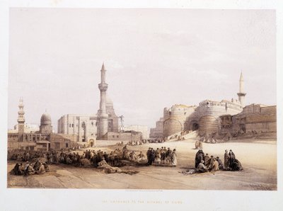 काहिरा (काहिरा) के गढ़ का प्रवेश - डेविड रॉबर्ट्स, लंदन 1849 द्वारा "" द होली लैंड "" में द्वारा डेविड रॉबर्ट्स
