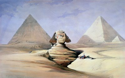 ग्रेट स्फिंक्स और पिरामिड गीज़ा में, 1838-1839 द्वारा डेविड रॉबर्ट्स
