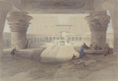ऊपरी मिस्र के एडफू मंदिर के पोर्टिको के नीचे से देखें द्वारा डेविड रॉबर्ट्स