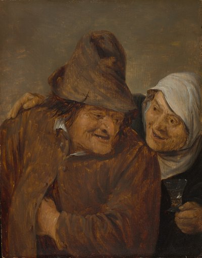 एक ग्लास वाइन के साथ दो किसान, c. 1645. द्वारा डेविड टेनियर्स II