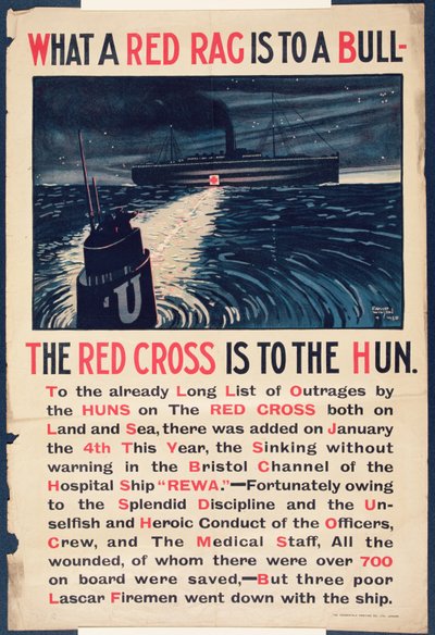 &39;क्या लाल चीर एक बैल को है, रेड क्रॉस हुन को है&39;, WWI का पोस्टर द्वारा डेविड विल्सन