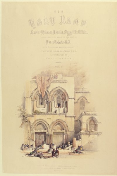 लंदन, 8842 में प्रकाशित लुई हेघे (1806-85) द्वारा उत्कीर्ण द होली लैंड के वॉल्यूम I से शीर्षक पृष्ठ द्वारा रॉबर्ट्स के बाद डेविड