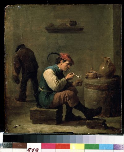 एक धूम्रपान करने वाला, c.1630 (लकड़ी पर तेल) द्वारा डेविड टेनियर्स द यंगर