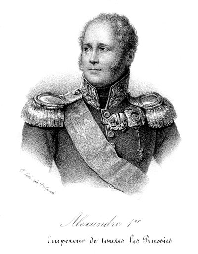 अलेक्जेंडर I 1777-1825, 1801 से रूस का ज़ार, सैन्य वर्दी में, c1830 द्वारा Delpech