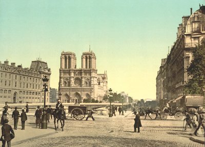 नोट्रे डेम और सेंट माइकल ब्रिज, पेरिस, फ्रांस, c.1900 द्वारा डेट्रोइट प्रकाशन कंपनी