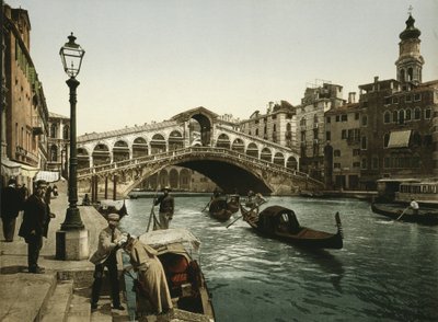 रियाल्टो ब्रिज वेनिस, c.1900 (फोटोक्रोम) द्वारा डेट्रोइट प्रकाशन कंपनी