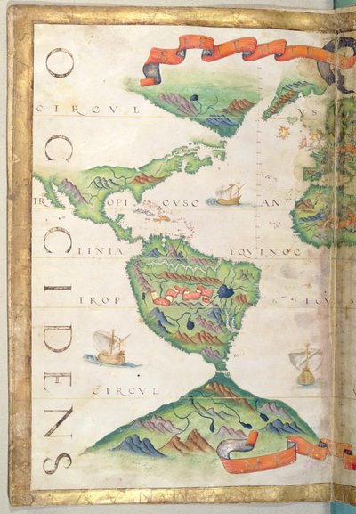 अमेरिका, विश्व एटलस से विस्तार, 1565 (वेल्लम) द्वारा डिएगो होमेम