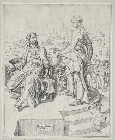 मसीह और सामरी स्त्री द्वारा Maarten van Heemskerck