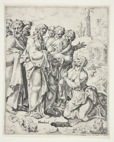 मसीह और कनान की महिला द्वारा Maarten van Heemskerck