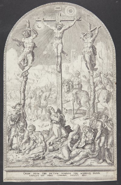 दो चोरों के बीच क्रूस पर ईसा मसीह द्वारा Maarten van Heemskerck