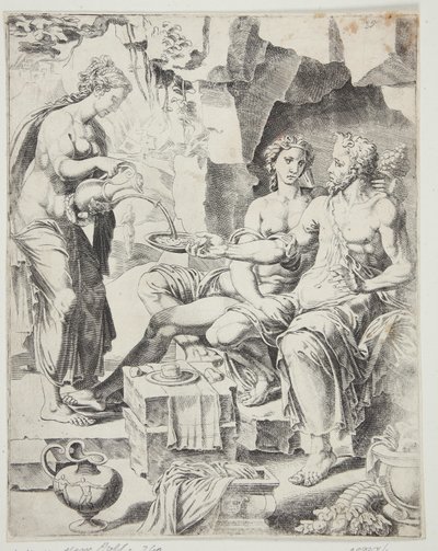 लूत और उसकी बेटियाँ द्वारा Maarten van Heemskerck