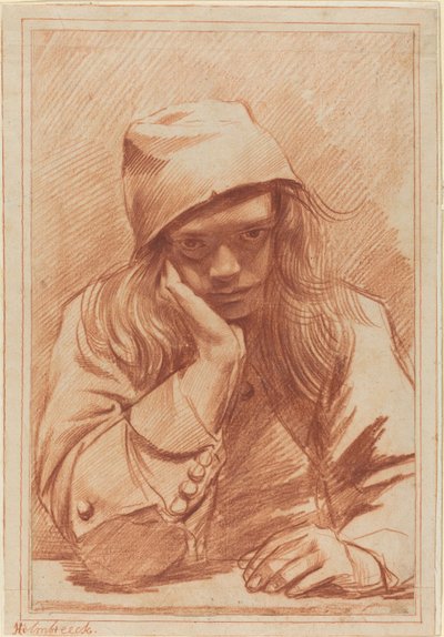 सेल्फ-पोर्ट्रेट, c.1633-96 (लाल चाक) द्वारा डिर्क थियोडोर हेल्मब्रेकर