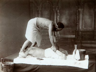 द ओरिएंटल बाथ। मालिश, 1880 के दशक द्वारा दिमित्री इवानोविच यरमकोव