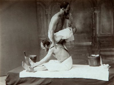 द ओरिएंटल बाथ। मालिश, 1880 के दशक द्वारा दिमित्री इवानोविच यरमकोव