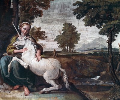 एक गेंडा के साथ एक वर्जिन द्वारा Domenichino