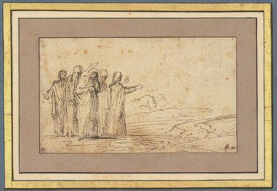 परिदृश्य में चार पवित्र महिलाओं के साथ मैरी द्वारा Domenichino