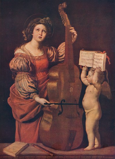 सेंट सीसिलिया एक परी के साथ एक संगीत स्कोर, 1617-1618 द्वारा Domenichino