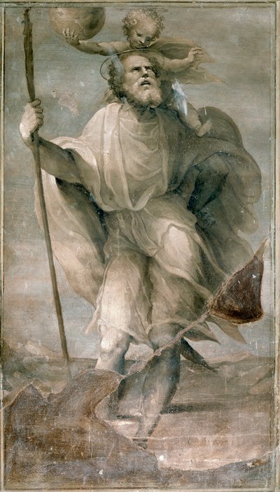 सेंट क्रिस्टोफर। डोमिनिको बेकाफुमी द्वारा चित्रकारी (1486-1551) द्वारा डोमनिको बेकाफुमी