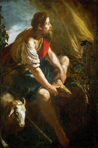 बारोक: मोसेस बिफोर द बर्निंग बुश पार फेट्टी, डोमेनिको (1588/90-1623), सी. 1616-1617। तेल के रंगों से केन्वस पर बना चित्र द्वारा डोमनिको फेटी या फेटी