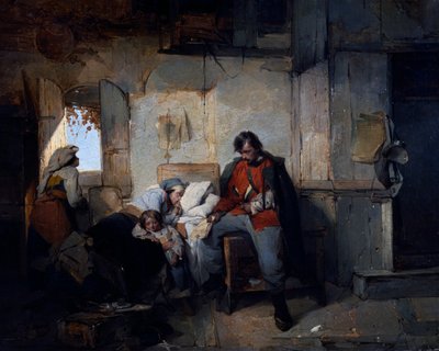 डोमेनिको इंडुनो (1815-1878) द्वारा घायल सैनिक की वापसी, सीए 1854, कैनवास पर तेल, 42x53 सेमी, इटली द्वारा डोमनिको इंडुनो