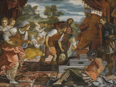 डेविड पार टिंटोरेटो की विजय, डोमेनिको (1560-1635)। कैनवास पर तेल, आकार: 96,8x131, निजी संग्रह द्वारा डोमनिको रोबस्टी टिंटोरेटो