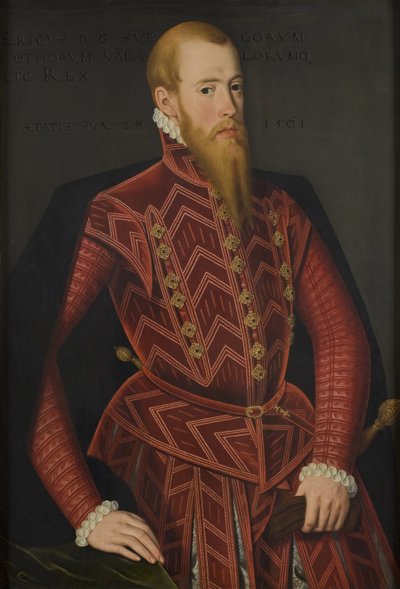 एरिक XIV de Suede - स्वीडन के राजा एरिक XIV का पोर्ट्रेट (1533-1577), Verwilt, Domenicus (सक्रिय 1544-1566) द्वारा। लकड़ी पर तेल। आयाम: 103x69 सेमी। राष्ट्रीय संग्रहालय स्टॉकहोम द्वारा डोमिनिकस वेवल्ट