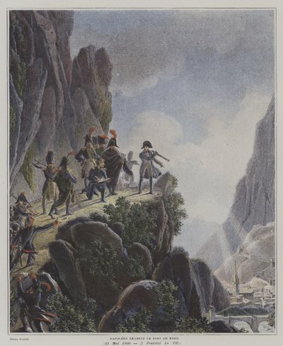 फ़ोर्ट बार्ड, इटली की जांच करते नेपोलियन, 23 मई 1800 (कलर लिथो) द्वारा डोमिनिक विवंत (बाद में) डेनोन
