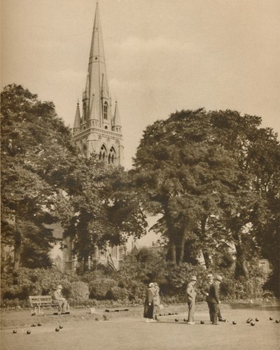 स्टोक न्यूटन इन समर-टाइम: द बॉलिंग ग्रीन एट क्लिसोल्ड पार्क, c1935। द्वारा डोनाल्ड मैकलेश