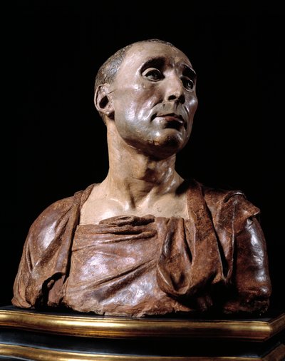 कोंडोटियर निकोलो दा उज़ानो (1359-1431) का बस्ट चित्र "" टेराकोटा मूर्तिकला डोनाटो डी 'बर्दी डिट डोनाटेलो (1386-1466) द्वारा द्वारा Donatello