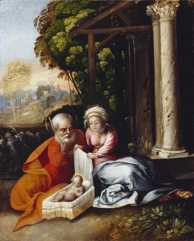 द होली फैमिली, c.1516 (लकड़ी के पैनल पर तेल) द्वारा दोसो दोसी