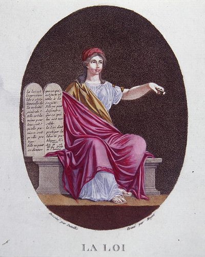 कानून का रूपक, c.1792 (रंग उत्कीर्णन) द्वारा डुटैलिस (बाद में)