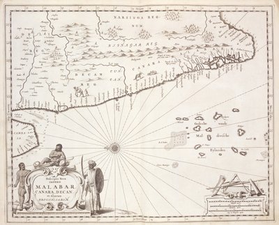 मालाबार के तट का मानचित्र, पूर्वी इंडीज, 1672 द्वारा डच स्कूल